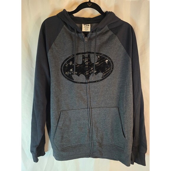 Batman | DC Comics | Gray/Black | Mens | Full Zip Hoodie Sweatshirt | L | NWOT - Picture 1 of 3